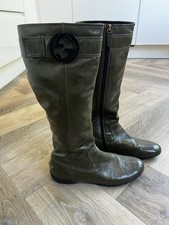 Super rare vintage Gucci khaki green patent knee high boots Size 36