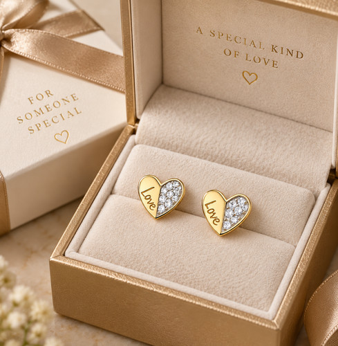 9ct gold silver stud - gold,
