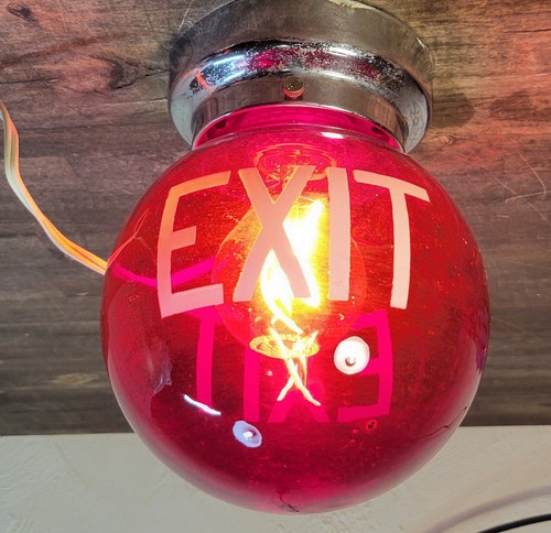 Antique exit round red glass - exit,