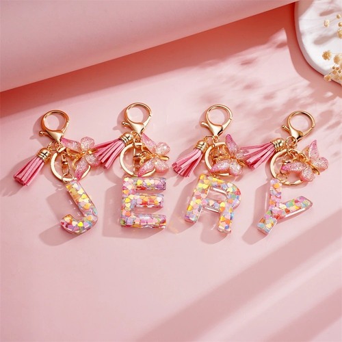 Pink gold resin initial - gold, letter