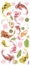VIOLETTE STICKER - JUMBO KOI FISH - 7 3/4" x 3 3/4" 19.5 cm x 9.5cm, Gold Fish