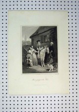 Original Old Antique Print C1864 Moses Fair Horse Dog Women Children Steps 19th