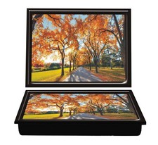 Autumn Lap Tray Wooden Soft Padded Cushioned Bean Bag Dinner Laptop Food TV Tray