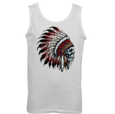 Indian Skull Vest Tattoo Biker Motorbike Festival Rock Retro Motorcycle Mens