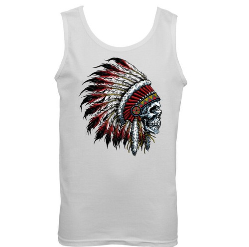Indian skull vest tattoo - indian,