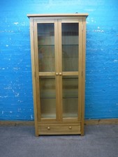 CHUNKY SOLID OAK 2DOOR DISPLAY CABINET / BOOKCASE 1 DEEP DRAWER - MORE LISTED