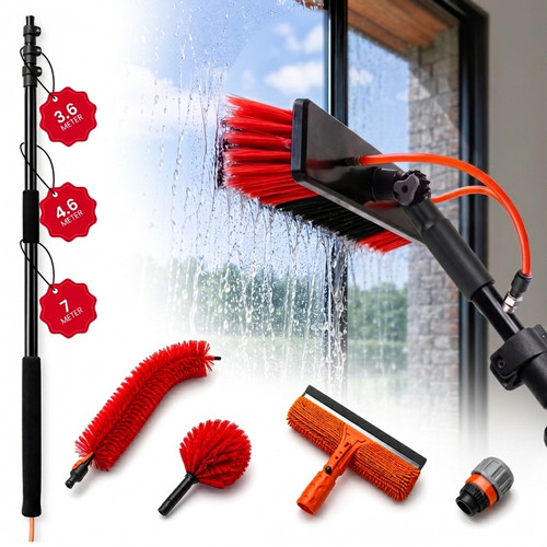 Water fed telescopic pole - fed,