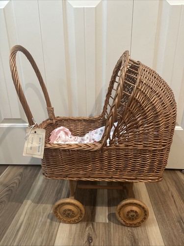 Vtg leopold brown wicker baby - wicker,
