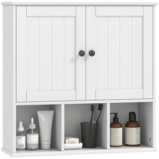 HOMCOM Bathroom Wall Cabinet, Medicine Cabinet with Open Compartments, Shelf