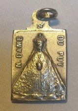 Vintage Our Lady Of Puy , Black Madonna Silver Plated Catholic Medal  2 X 1.5 cm