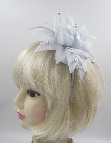 Flower feather hair fascinator - flower,