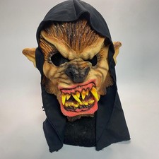 Vintage Werewolf Mask Adult Realistic Textured Halloween Costume Scary Hooded