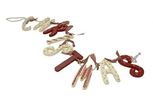 Christmas wooden garland red - christmas,