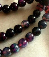 1 STRAND OF 8MM RED DRAGONS VEIN AGATE GEMSTONE BEADS/JEWELLERY MAKING 