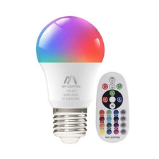 RGB LED Bulb E27 7W with Remote -16 Dimmable Colors Option + Warm White Light-UK