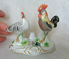 19TH CENTURY CHELSEA STYLE PORCELAIN FIGURE GROUP ROOSTER / COCKEREL & HEN