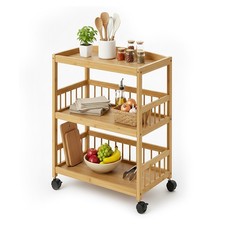 Kitchen trolley Multi-purpose serving cart Spice rack Tea cart Bamboo