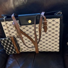 RIVER ISLAND White RI Monogram Large Shopper Work Tote Bag with Purse