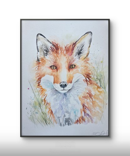 Original fox watercolour - fox,