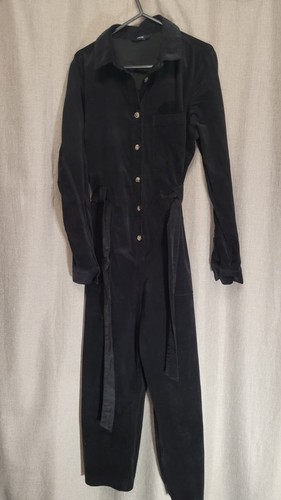 Black corduroy button front - black,