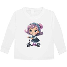 'Little Girl Riding A Scooter' Kid's Long Sleeve T-Shirts (KL046627)