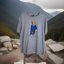 Ralph Lauren Men's Bear T-shirt XL Grey Short Sleeve  See Description