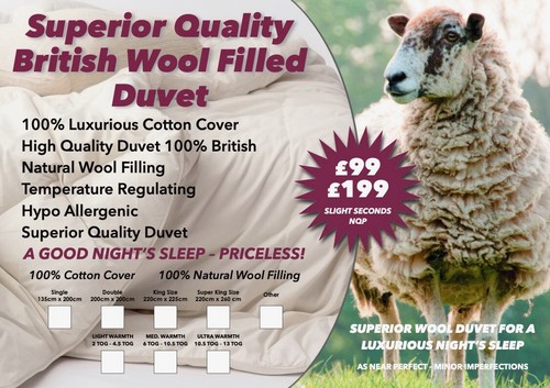 Superior wool duvets - wool, pure