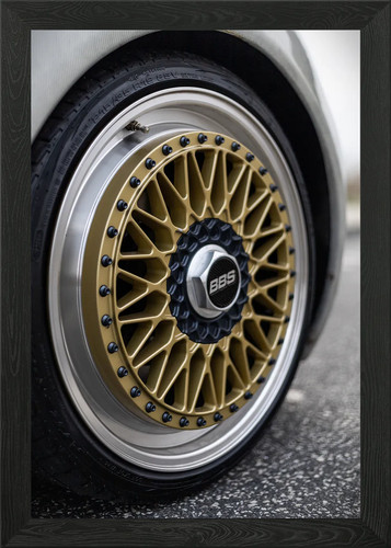 Gold bbs wheels framed wall - gold,