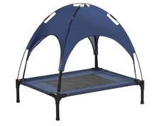 PawHut Elevated Dog Bed Cooling Raised Pet Cot UV Protection Canopy Blue