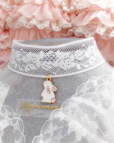 White lace choker necklace - lace,