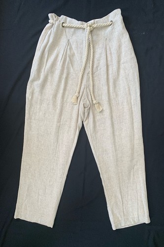 Linen blend pleated pants rope - pants,