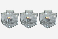 Square Candle Holders x3 Glass Jar | Decor Lanterns Clear Vases Large Containers