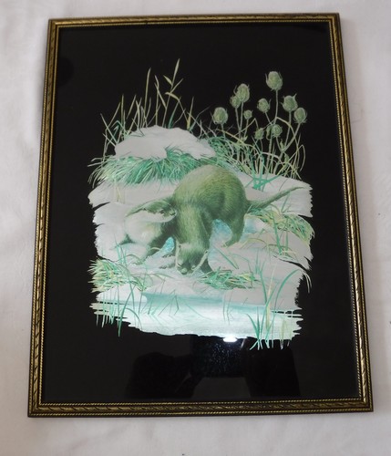 Framed metallic otter - framed,