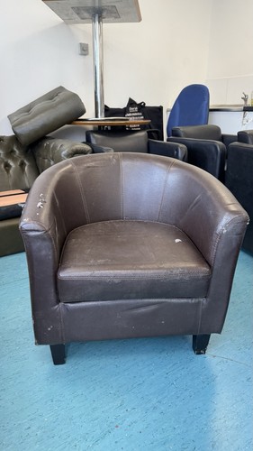 Brown faux leather tub chair - brown,