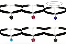 Heart Pendant Choker Black