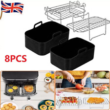 8PCS Air Fryer Rack & Grills Steel Baking Pot Dual Basket Accessories