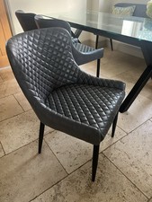 Norfolk house clearance - Barker and Stonehouse PU Leather Dining Chairs X3 Grey