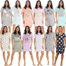 Ladies Cotton Nightdress Womens Nightie Nightshirt T Shirt Pyjamas Size 8-22