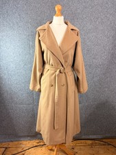 Admyra Vintage Maxi Coat Size UK 14 Cashmere Wool Camel Brown Belted Trench Over