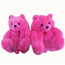 Comfy Plush Bear Slippers- Warm Furry Slip-ons For Winter