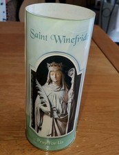 Saint Winefride Prayer Candle Vintage 6" Holywell Pray For Us