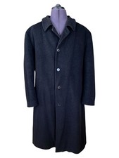 SOR Overcoat Black Charcoal 100% Pure Cashmere Long Men's UK 44 EU 54
