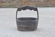 old vintage wooden rice bucket