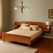 Vintage Double Bed Maple Burl