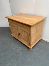 A Low & Wide Victorian Antique/Old Pine 2 Door TV Stand to Wax/Paint