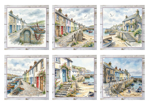 Harbour seaside card - seaside,