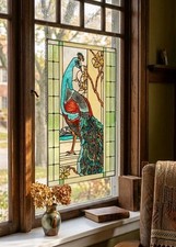 Hand Painted Art Glass Peacock