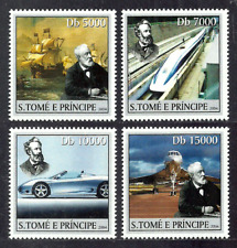 ST THOMAS AND PRINCE 2004 JULES VERNE SHIPS TRAINS CARS CONCORDE SET MNH