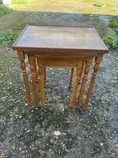 Vintage Yew Wood Nest Of Three Crossbanded Tables. Great Condition