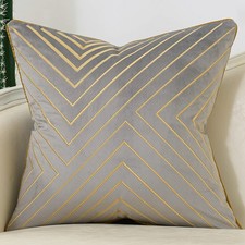 18 x 18 Inch Grey Gold Striped
